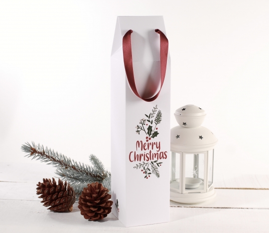 Boîte en carton à vin avec impression de Noël