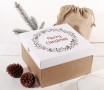 Boîte carrée avec couvercle et impression de Noël