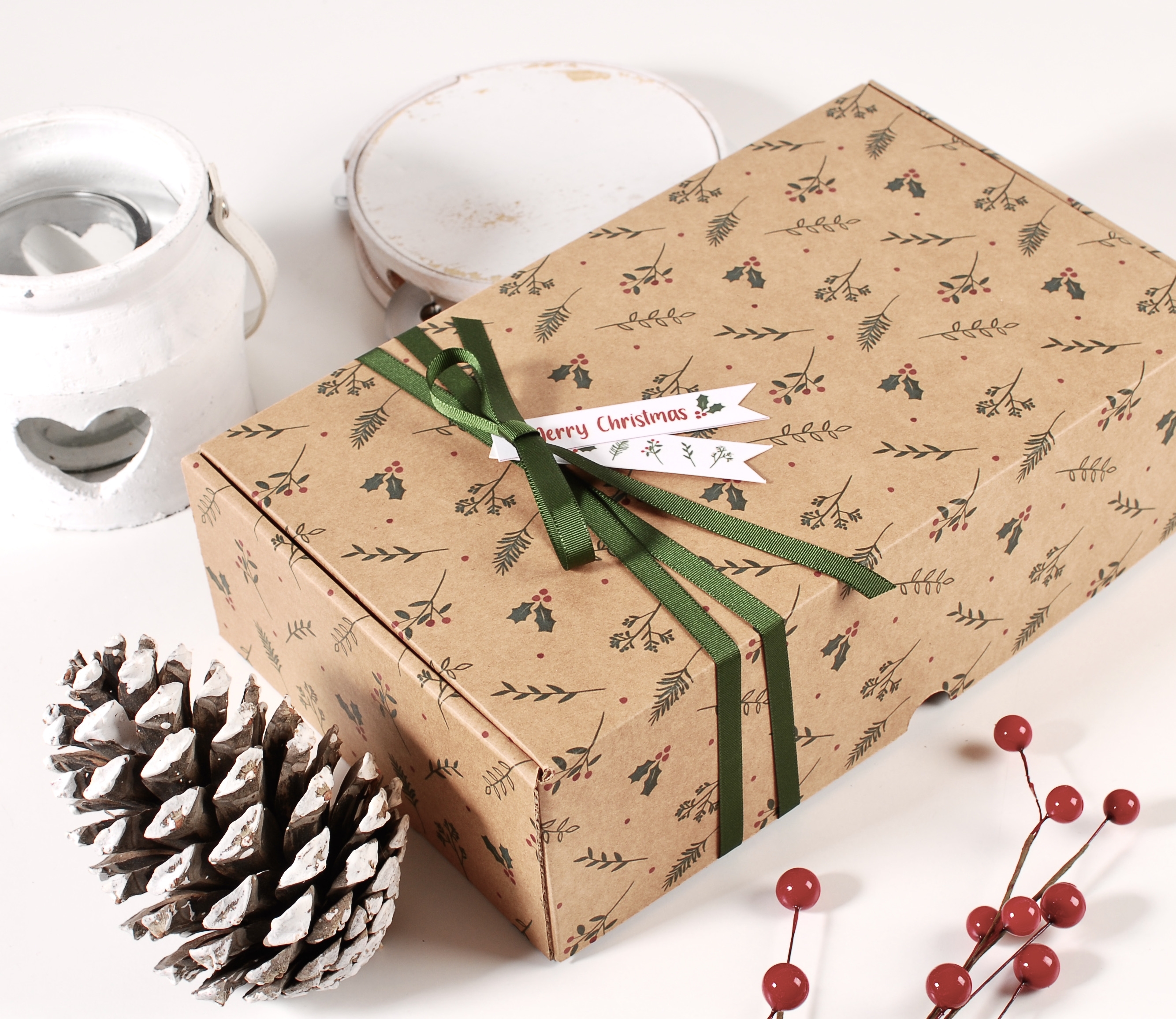 Boite Cadeau Kraft motifs Noël