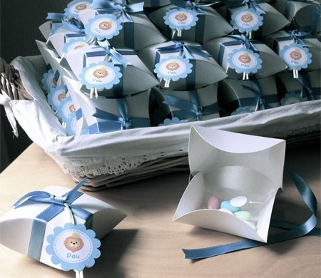 Boîte de Baptême avec Noeud en Satin Bleu