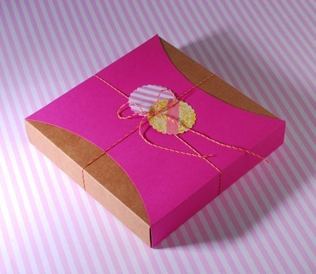 Boîte avec Dépouiller Rose et Baker's Twine