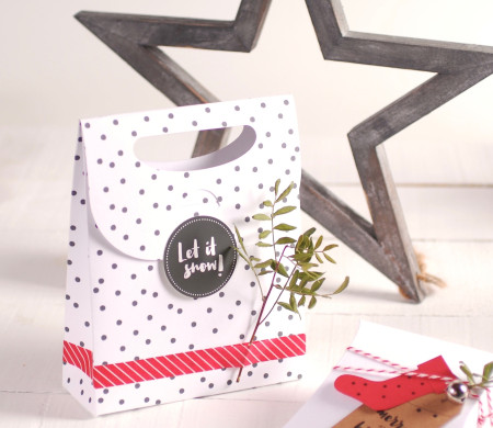 Sac-Cadeau de Noël Imprimé de Flocons de Neige