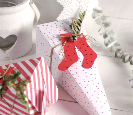 Boîte-Cornet Blanche et Rouge, pour Ce Noël