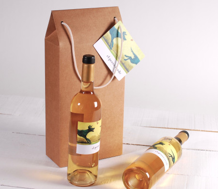 Grande boîte à vin avec une anse décorée