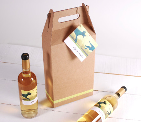 Boîte pack 2 bouteilles de vin décorée