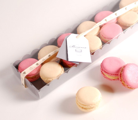 Boîte allongée avec couvercle pour macarons Boîte allongée avec couvercle pour macarons