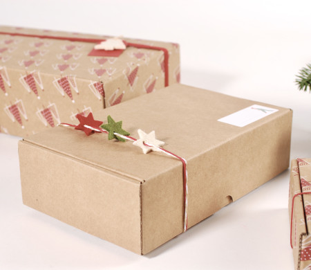Boîte d'expédition en carton avec imprimé de Noël Boîte d'expédition en carton avec imprimé de Noël