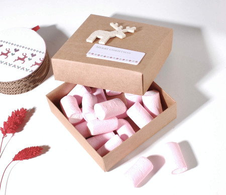 Boîte carrée avec couvercle et base pour les surprises de Noël Boîte carrée avec couvercle et base pour les surprises de Noël