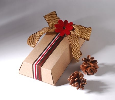 Boîte cadeau avec fleur et noeud de Noël