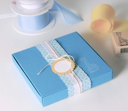 Boîte Bleue pour Cadeau de Baptême ou Baby Shower