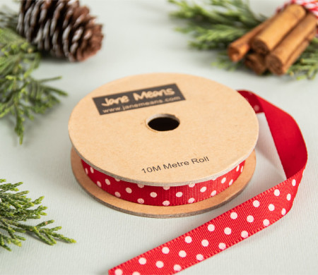 Ruban gros grain à pois blancs pour décoration cadeaux