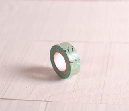 Washi tape menthe confettis dorés