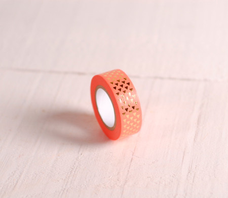 Washi tape corail avec triangles dorés