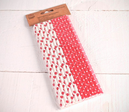 Pailles Rouges en Papier Décorées 