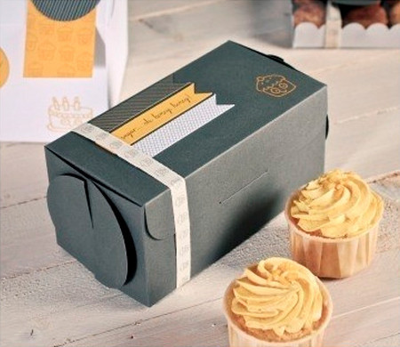 Boîte grise pour deux cupcakes
