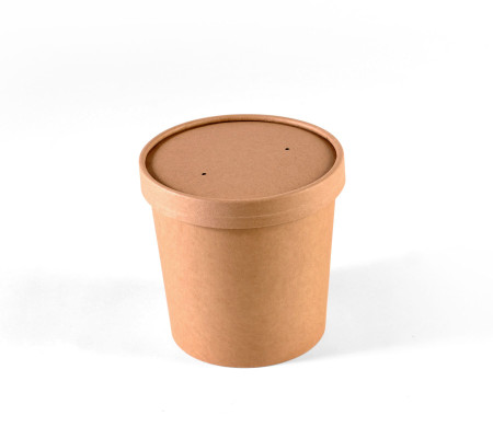 Pot à soupe kraft avec couvercle pour take away