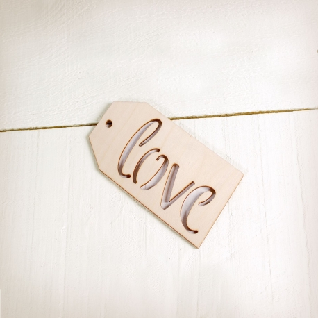 Étiquette Love en bois