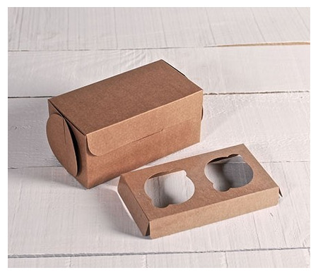 Kit de 5 boîtes pour 2 cupcakes avec insert intérieur