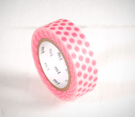 Washi Tape à Pois Roses Fluo pour Décorer des Cadeaux        