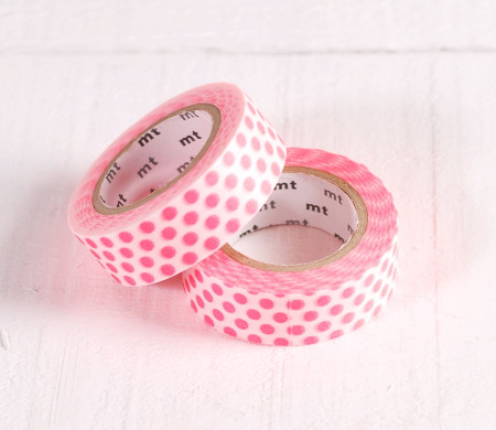 Washi Tape à Pois Roses Fluo pour Décorer des Cadeaux        