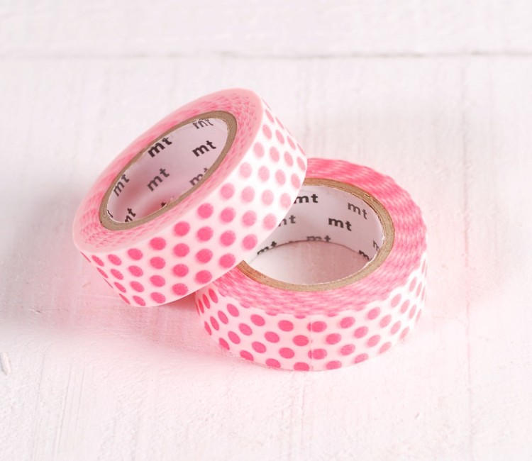Washi Tape à Pois Roses Fluo pour Décorer des Cadeaux Washi Tape à Pois Roses Fluo pour Décorer des Cadeaux