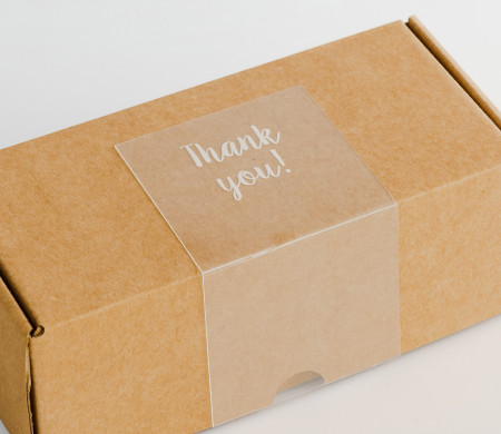 Étiquette transparente "Thank you" pour les colis