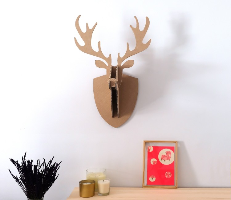 Tête de renne en carton pour Noël