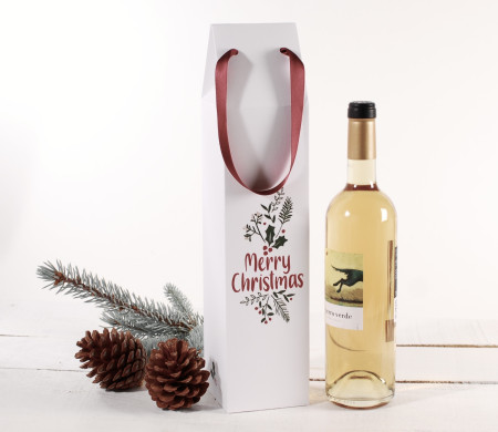 Boîte en carton pour vin avec impression de Noël