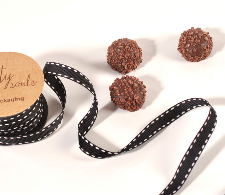 Ruban gros grain noir finition point sellier