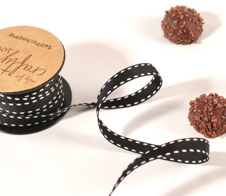Ruban gros grain noir finition point sellier