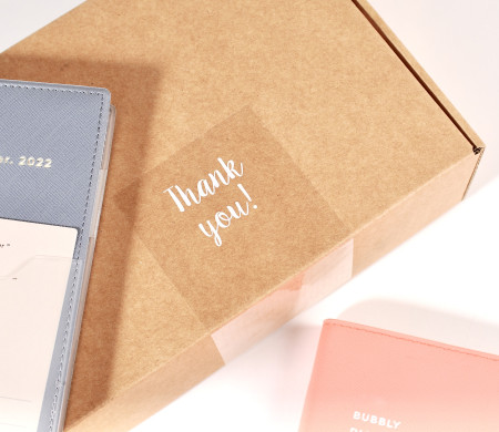 Étiquette transparente "Thank you" pour les colis