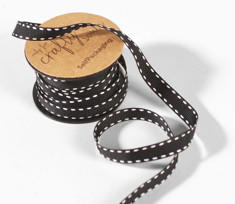 Ruban gros grain noir finition point sellier Ruban gros grain noir finition point sellier