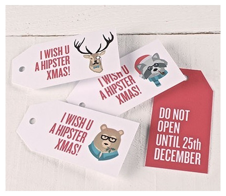 Étiquettes cadeaux imprimées Hipster Xmas