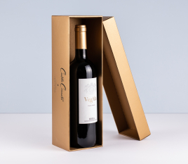 Boîte carton renforcée pour une bouteille de vin avec couvercle