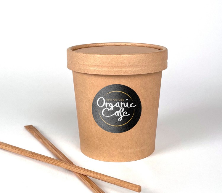 Pot à soupe kraft avec couvercle pour take away
