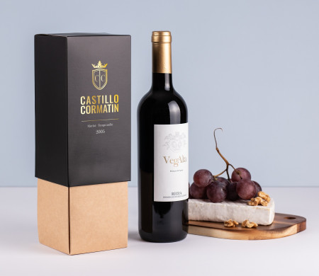 Boîte pour bouteille de vin avec couvercle