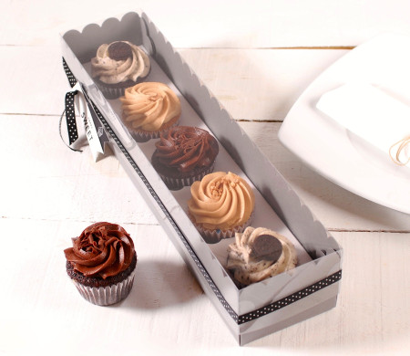 Boîte carton à 5 cupcakes