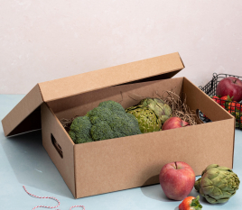 Caisse en carton avec couvercle pour légumes