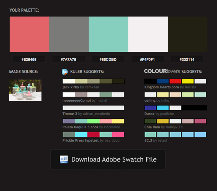 Pictaculous site gratuit pour creer vos palettes de couleurs