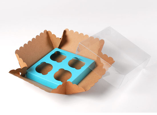 Boîte carton à 4 cupcakes