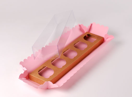 Boîte carton à 5 cupcakes