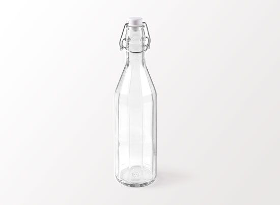 Bouteille en verre pour l'eau, avec bouchon mécanique 